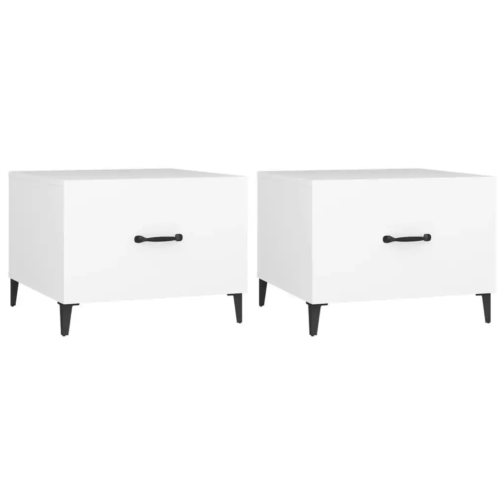 Coffee Table with Metal Legs 2 pcs White 50x50x40 cm 812727