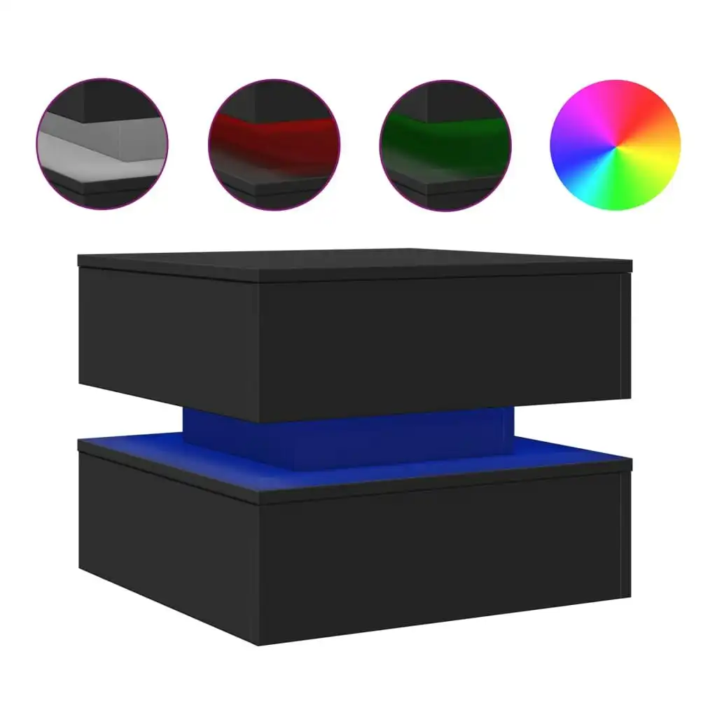 Coffee Table with LED Lights Black 50x50x40 cm 839855