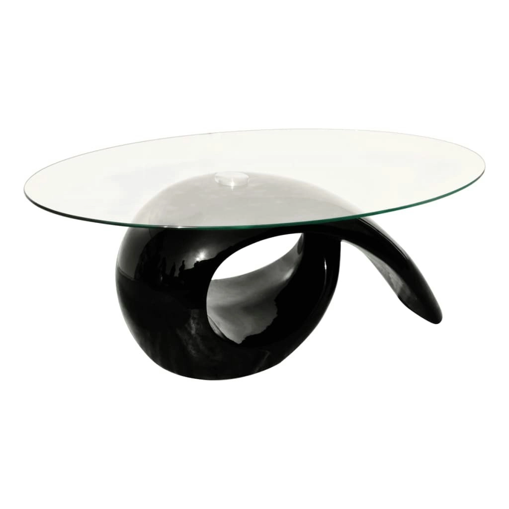 Coffee Table with Oval Glass Top High Gloss Black 240432