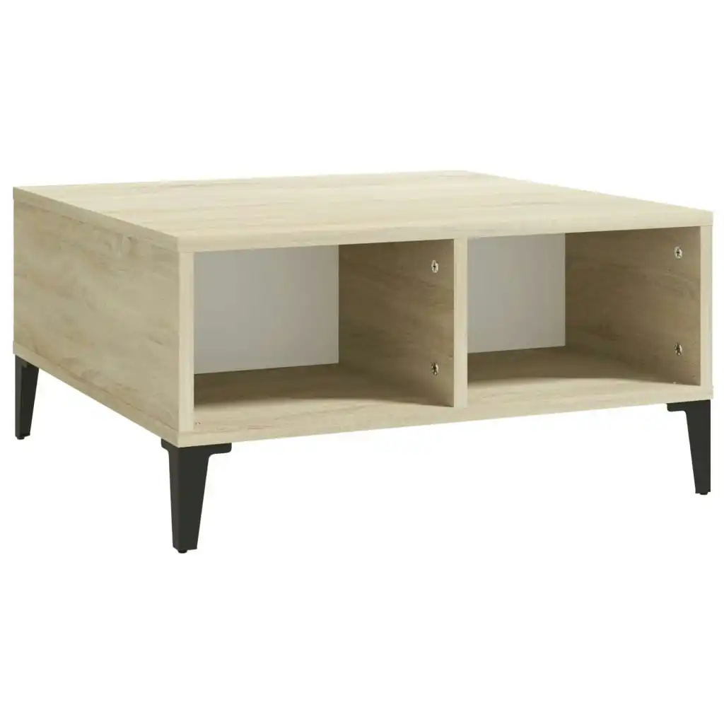 Coffee Table White and Sonoma Oak 60x60x30 cm Engineered Wood 805991