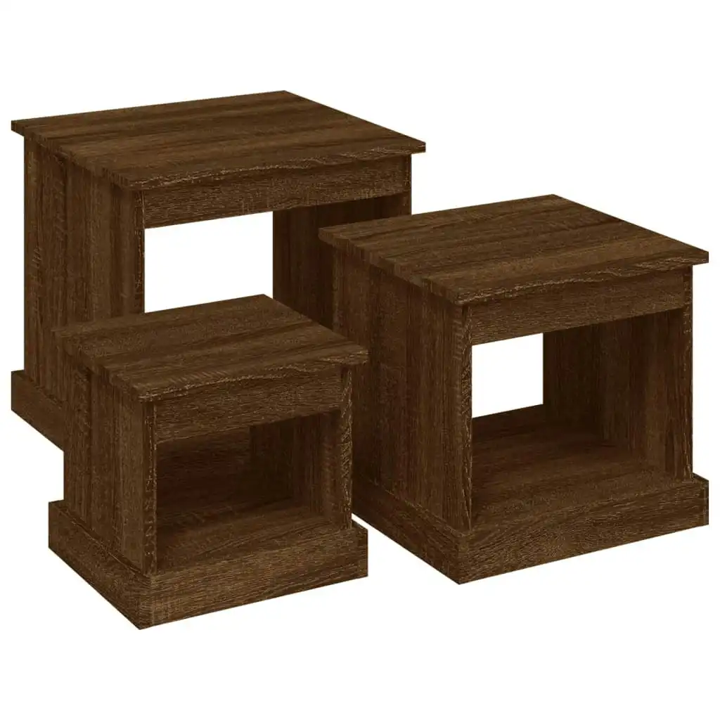 Coffee Tables 3 pcs Brown Oak Engineered Wood 816495