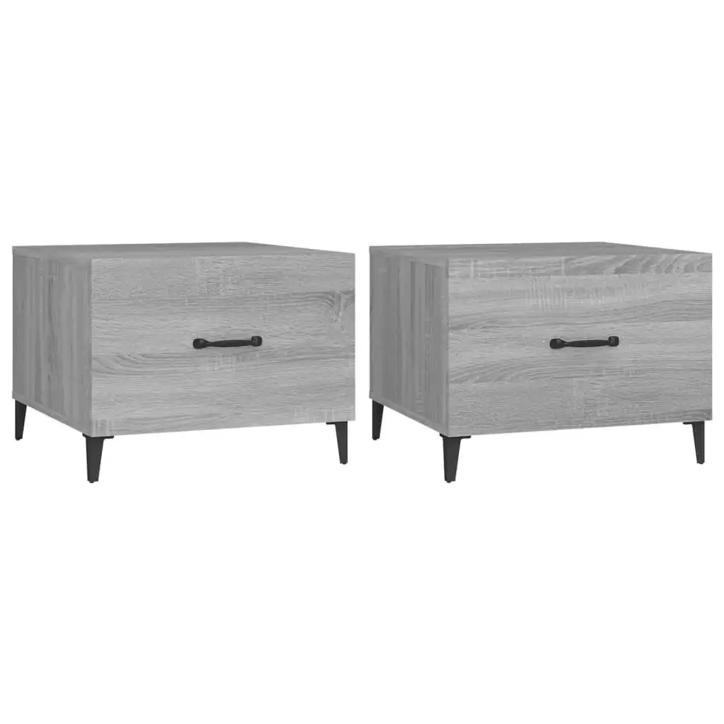 Coffee Tables with Metal Legs 2 pcs Grey Sonoma 50x50x40 cm 817540