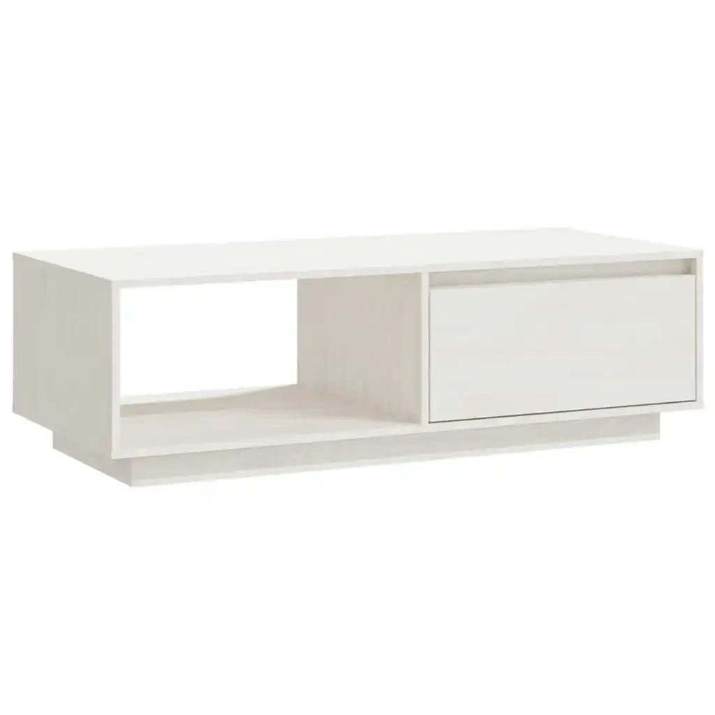 Coffee Table White 110x50x33.5 cm Solid Pinewood 809883