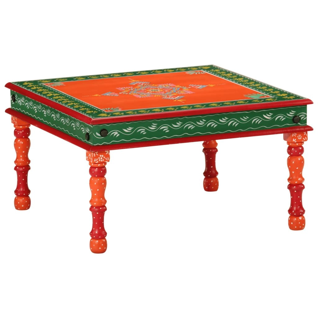 Coffee Table Orange Hand Painted Solid Wood Mango 353765