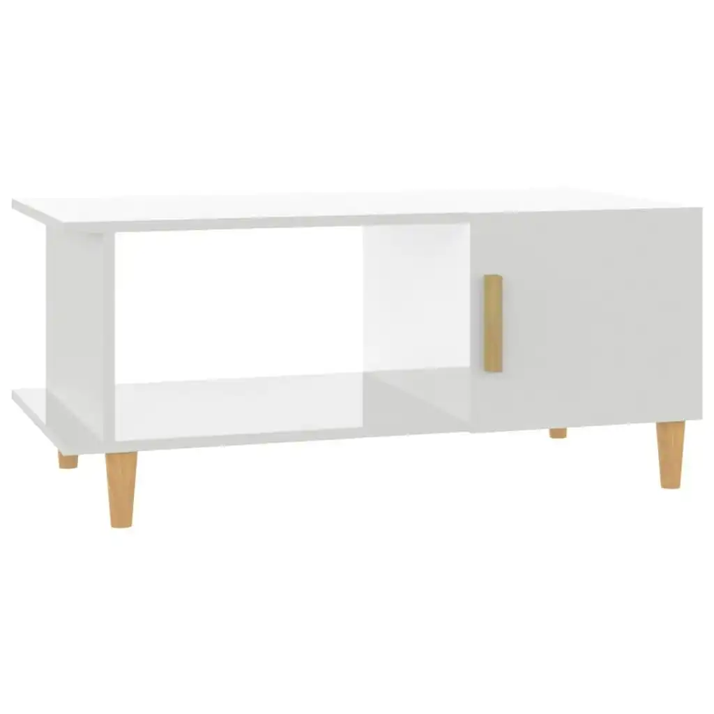 Coffee Table High Gloss White 90x50x40 cm Engineered Wood 812750