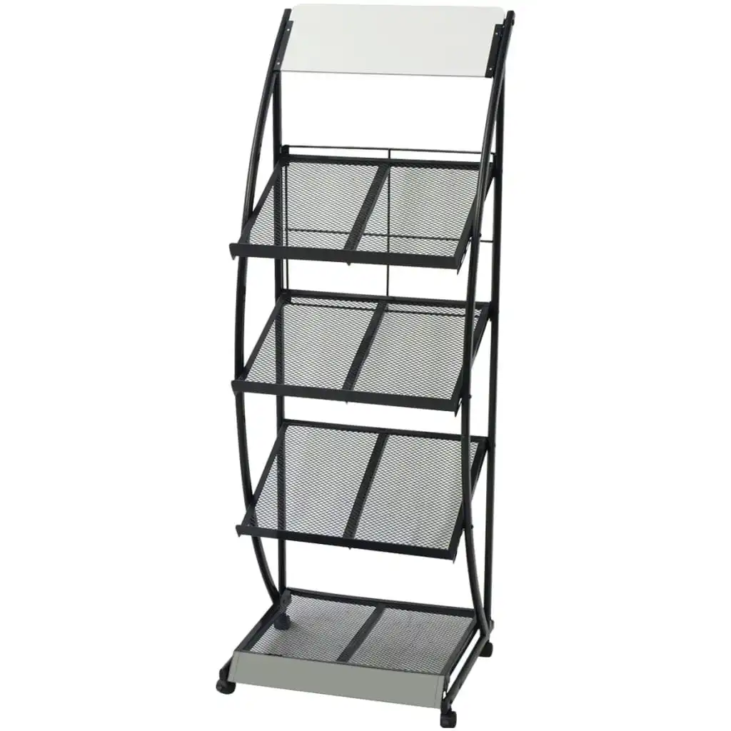 Magazine Rack 47x40x134 cm Black and White A4 30099