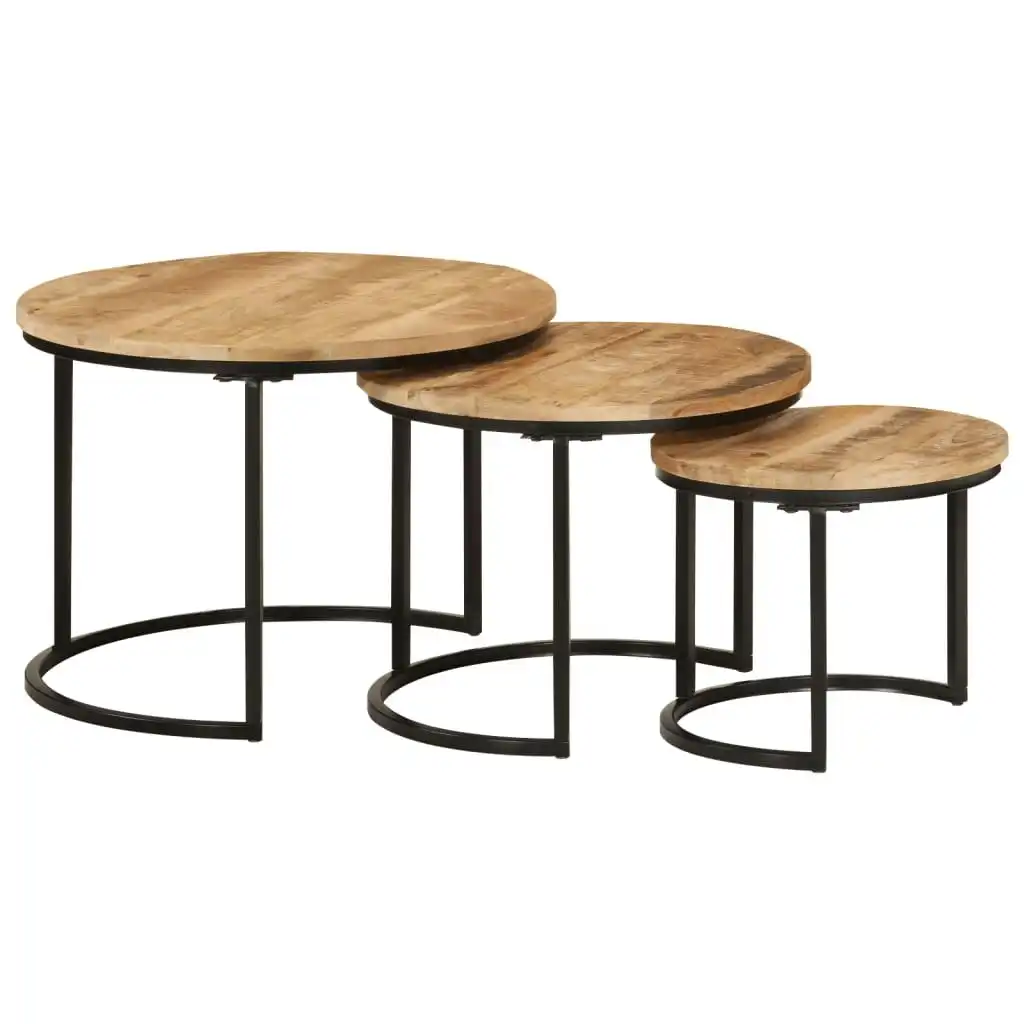 Nesting Tables 3 pcs Solid Rough Wood Mango 353901