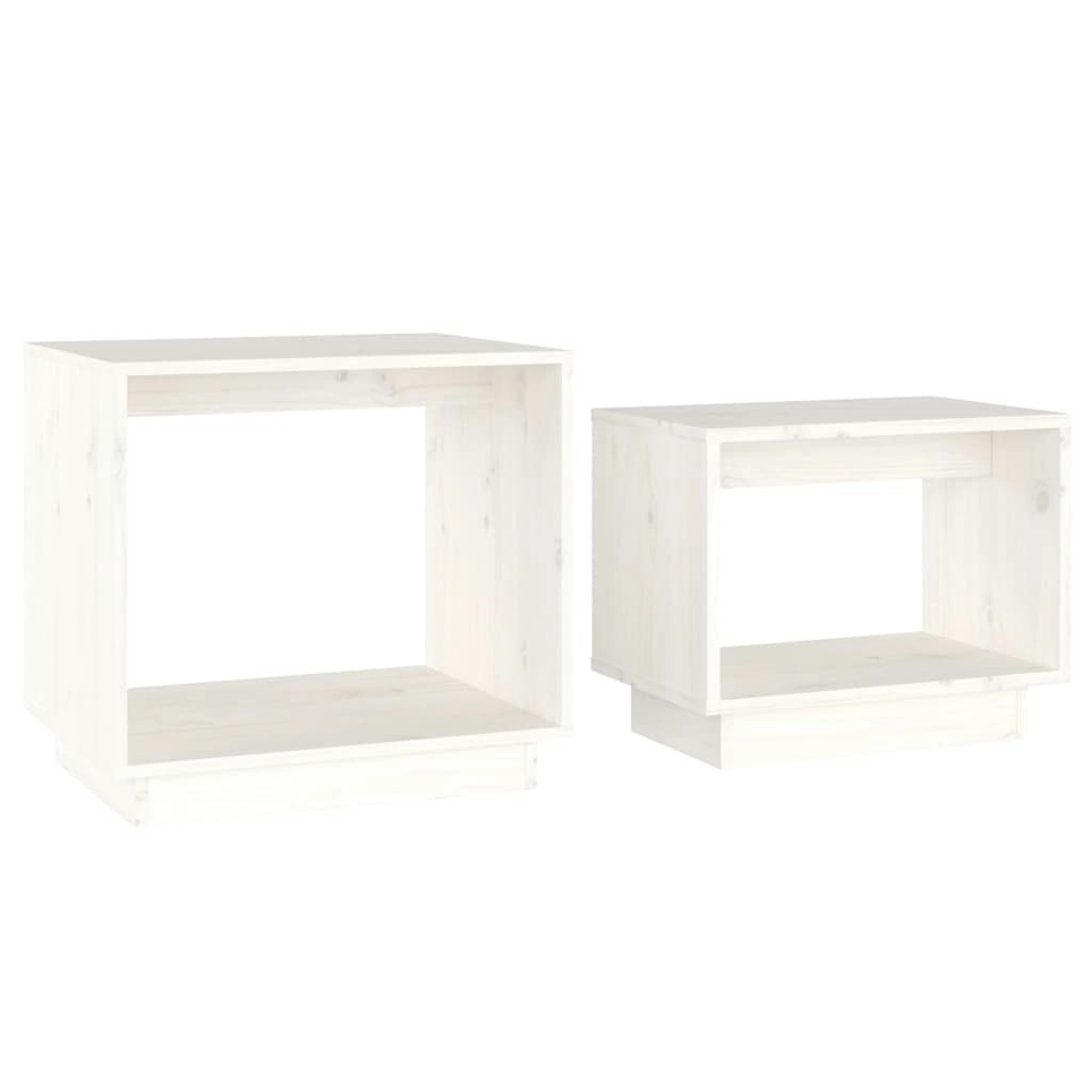 Nesting Coffee Tables 2 pcs White Solid Wood Pine 813526