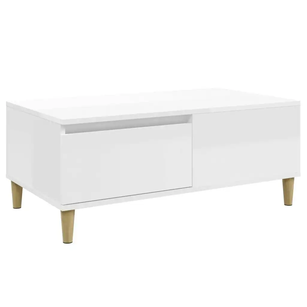 Coffee Table High Gloss White 90x50x36.5 cm Engineered Wood 821110