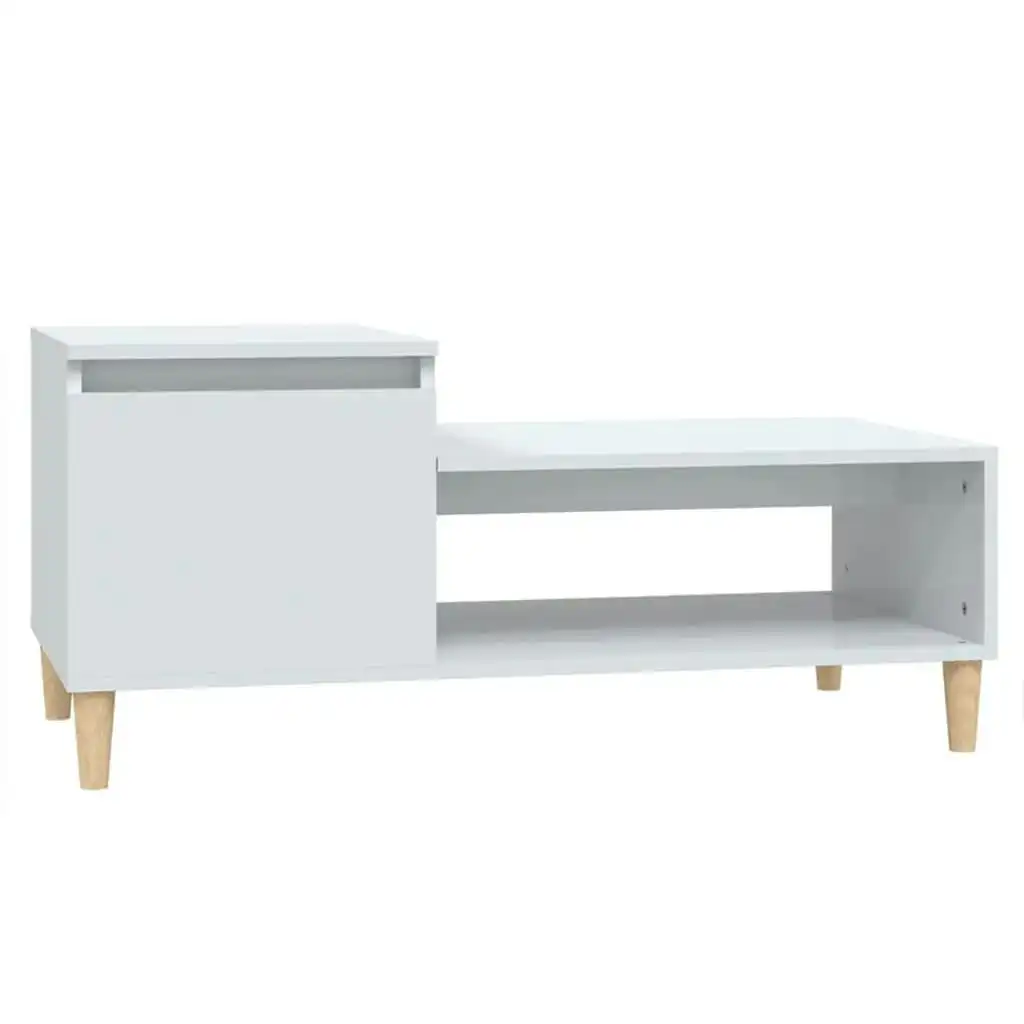 Coffee Table High Gloss White 100x50x45 cm Engineered Wood 821126