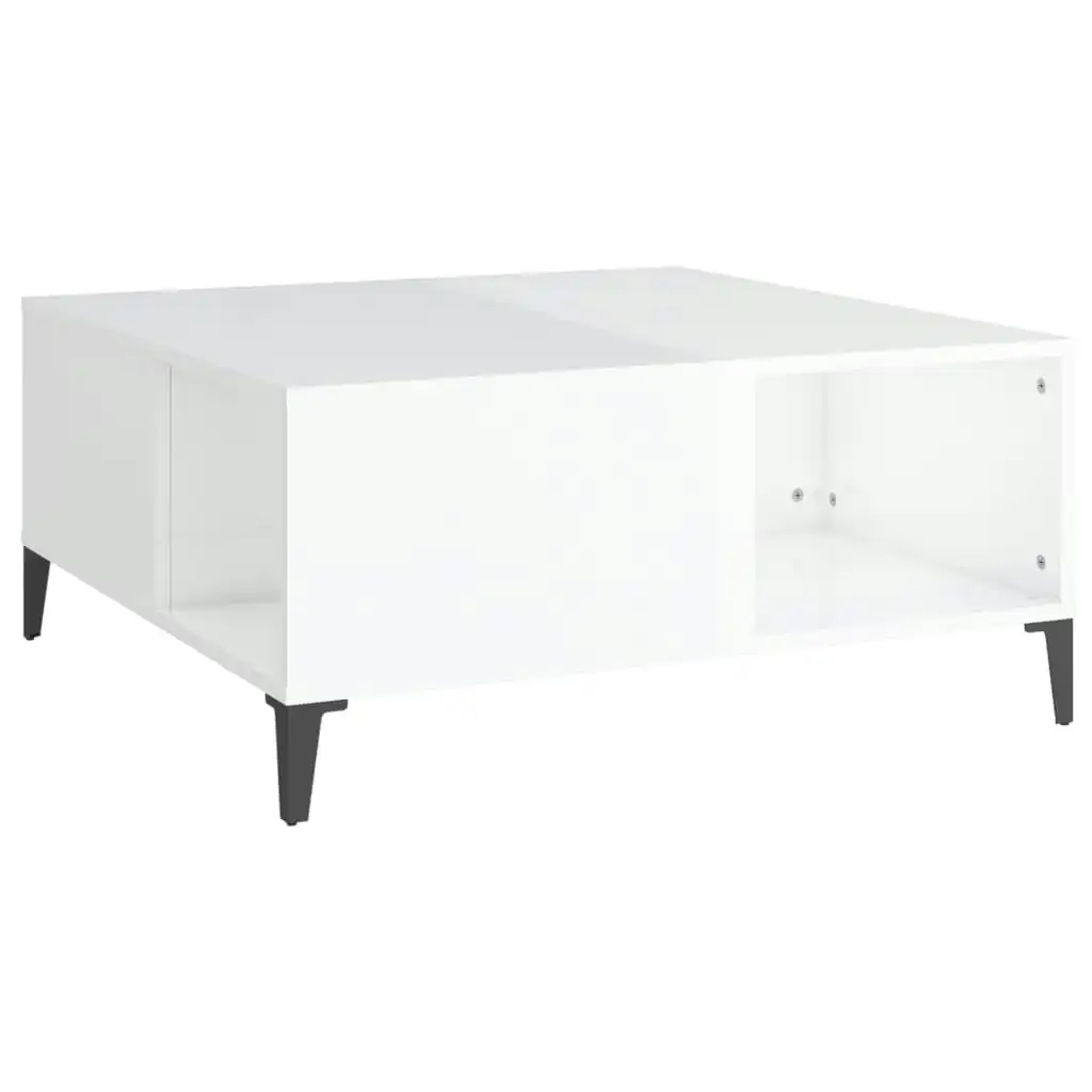 Coffee Table High Gloss White 80x80x36.5 cm Engineered Wood 821102