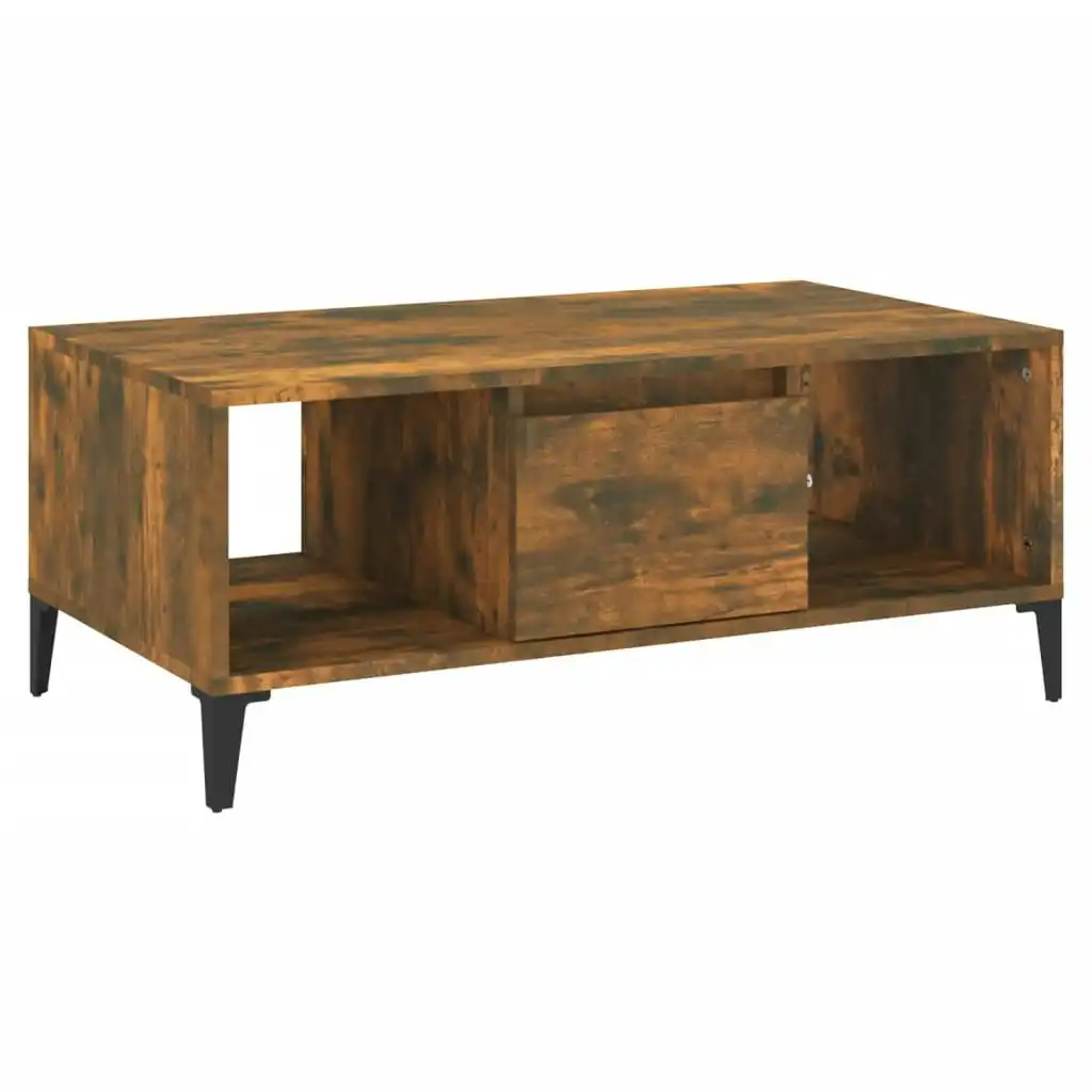 Coffee Table Smoked Oak 90x50x36.5 cm Engineered Wood 821073