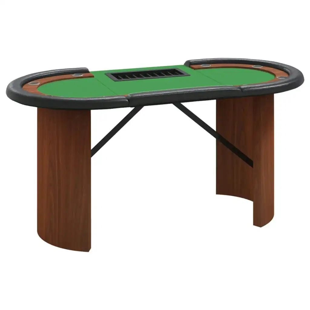 10-Player Poker Table with Chip Tray Green 160x80x75 cm 80406