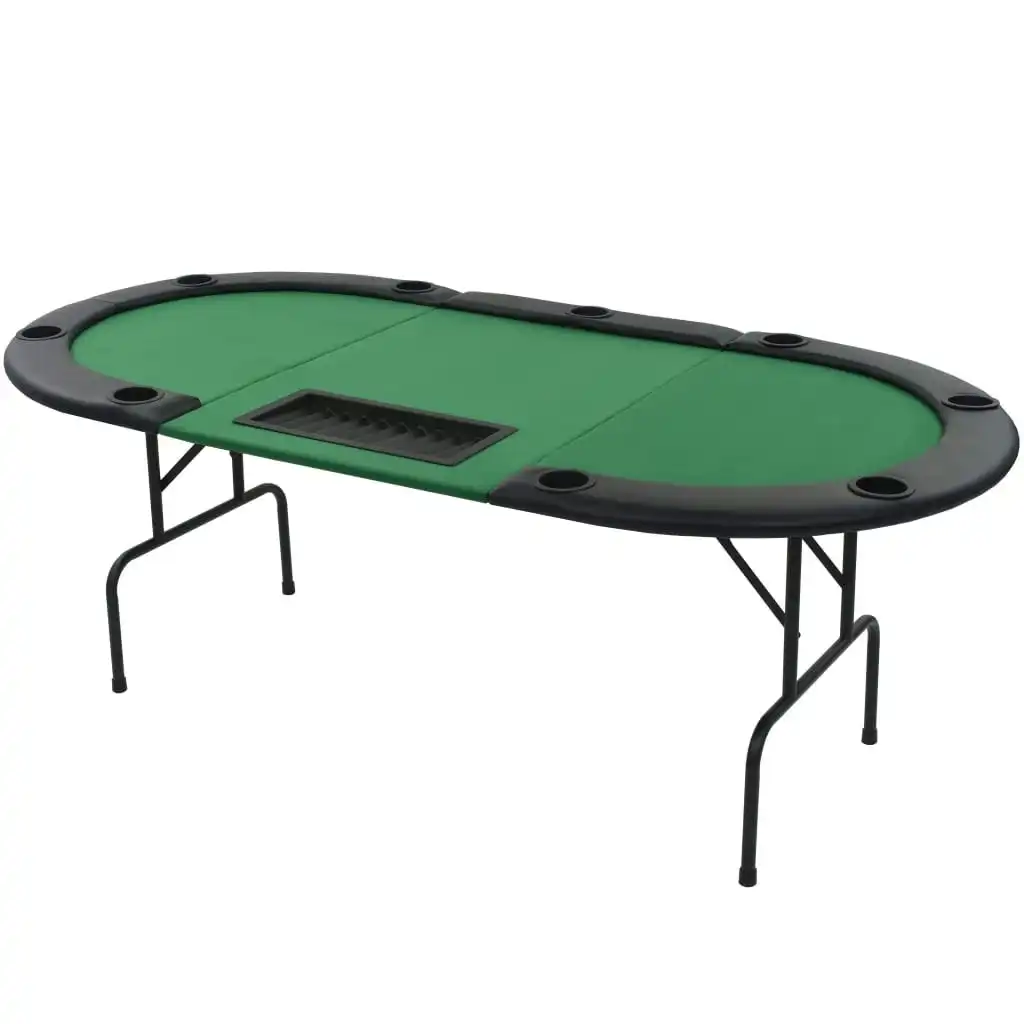 9-Player Folding Poker Table 3 Fold Oval Green 80210