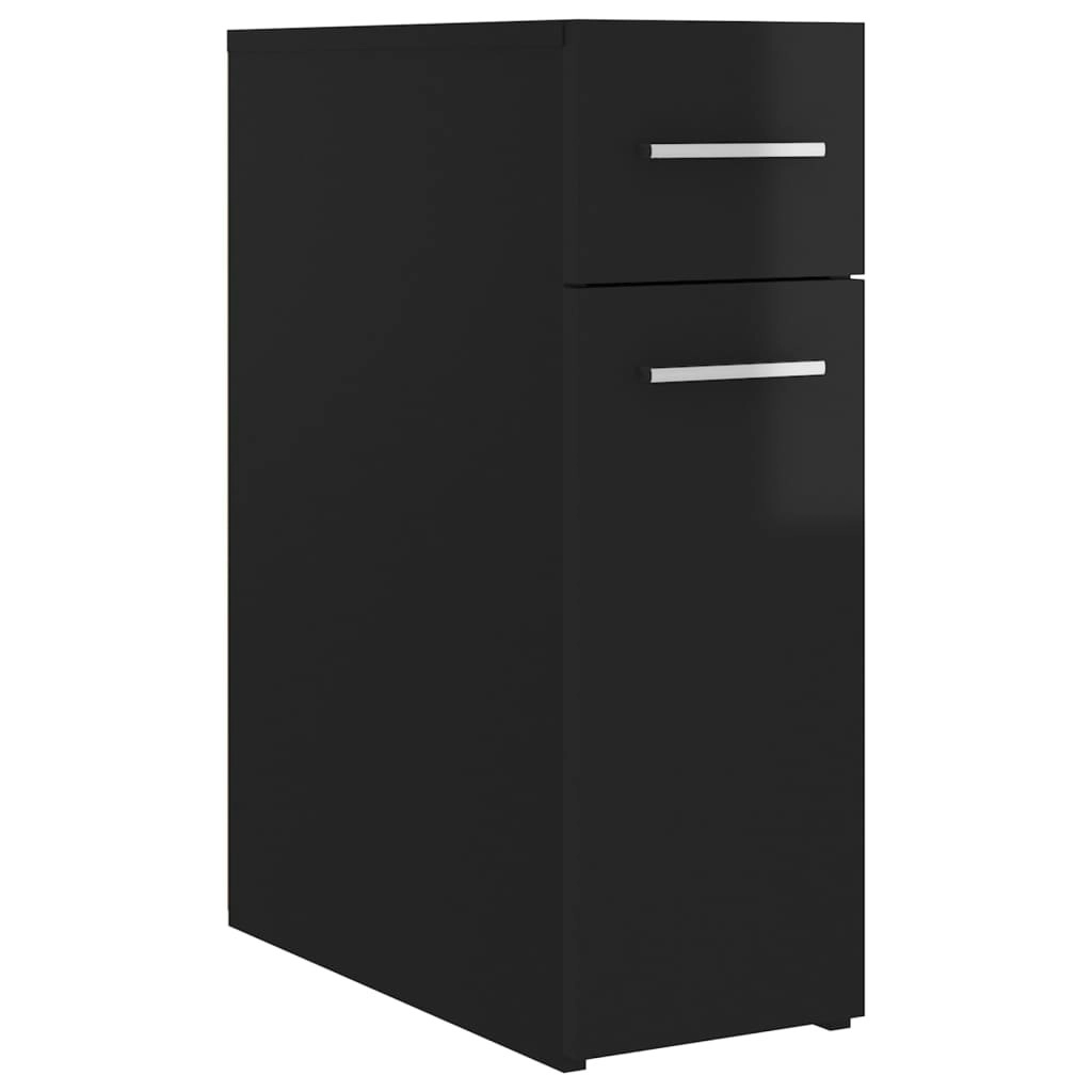 Apothecary Cabinet High Gloss Black 20x45.5x60 cm Engineered Wood 804218