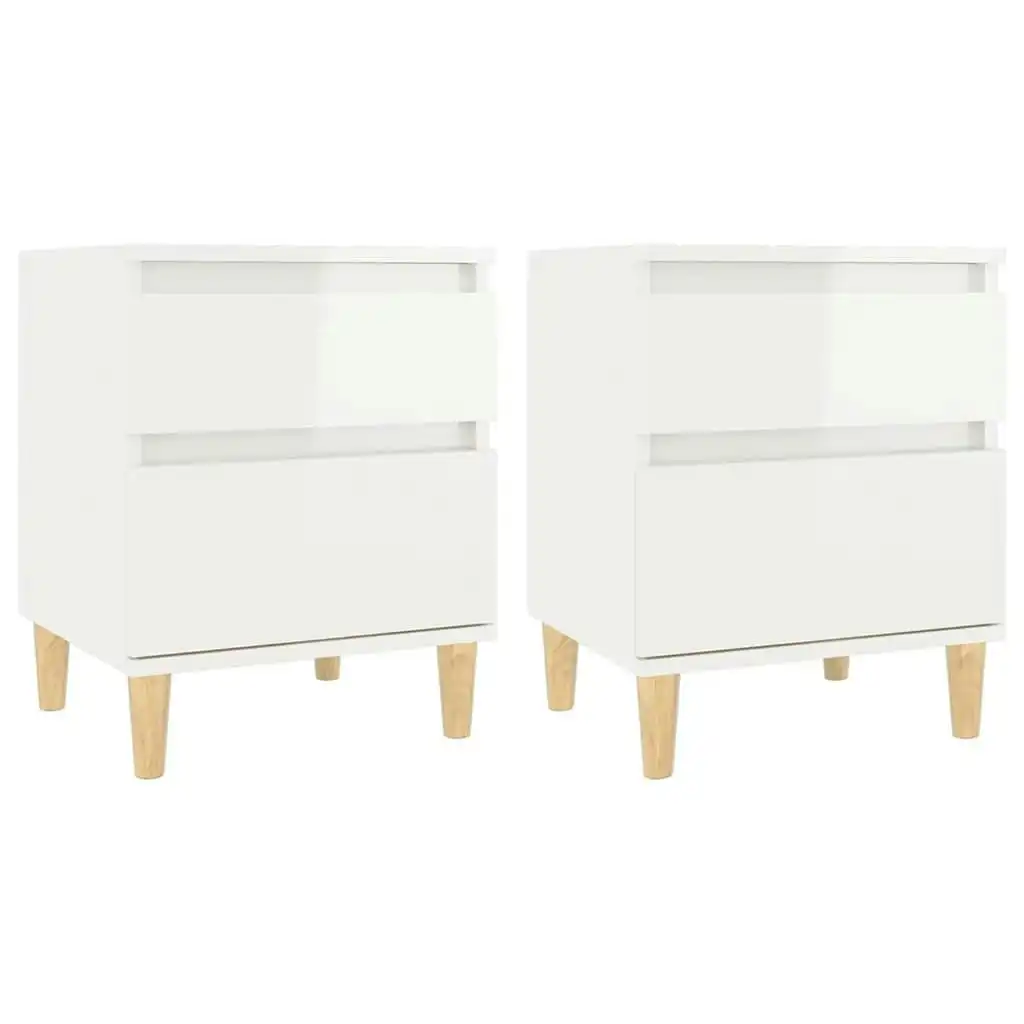 Bedside Cabinets 2 pcs High Gloss White 40x35x50 cm 821831