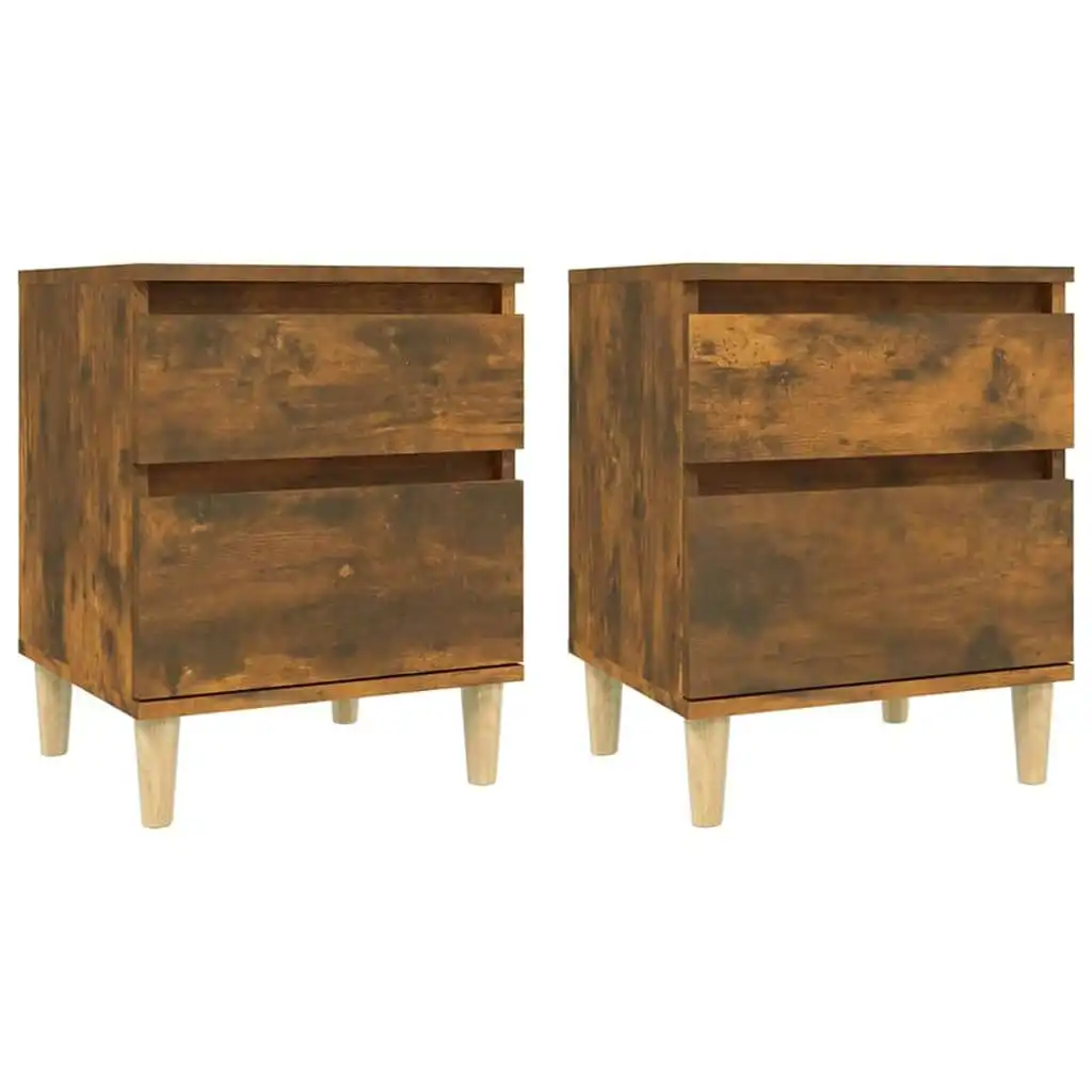 Bedside Cabinets 2 pcs Smoked Oak 40x35x50 cm 821837