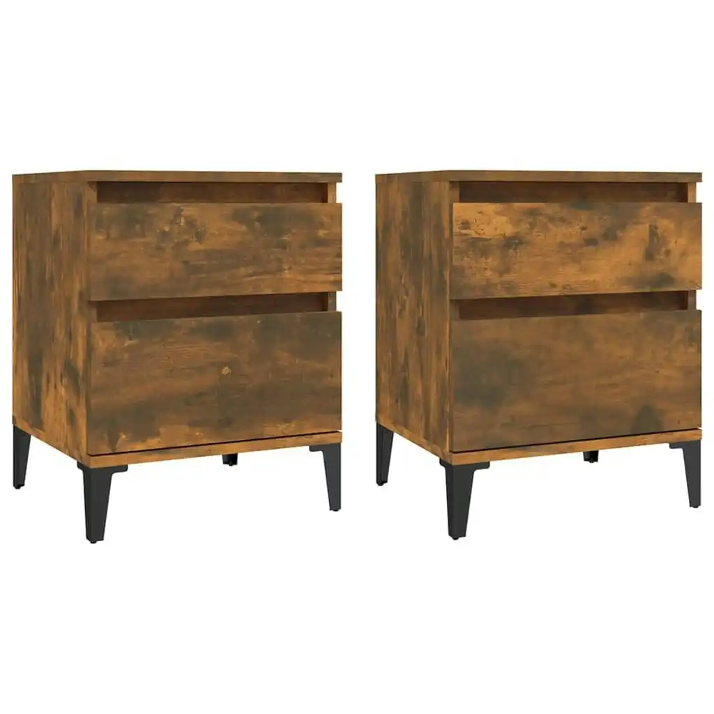 Bedside Cabinets 2 pcs Smoked Oak 40x35x50 cm 821853