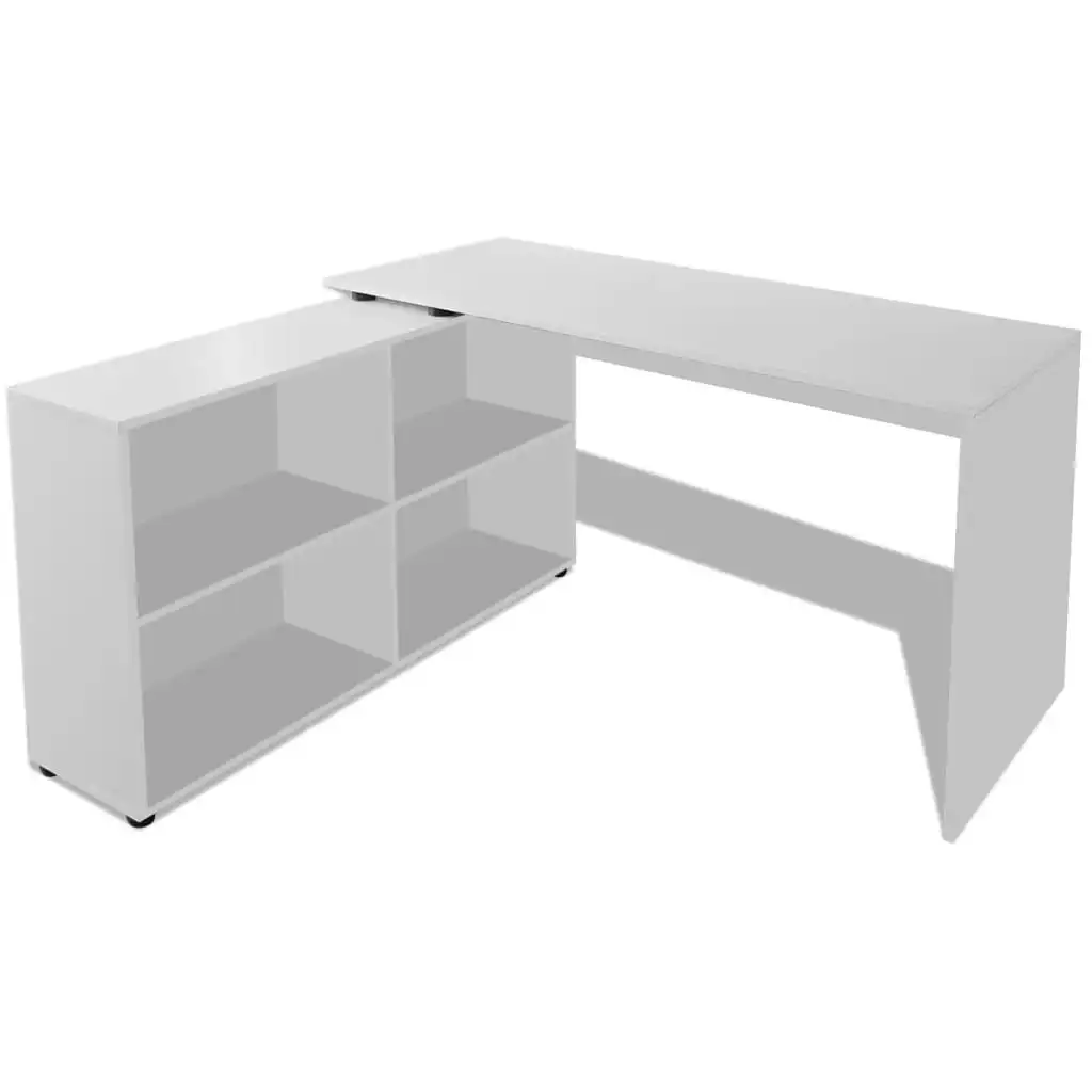 Corner Desk 4 Shelves White 243060