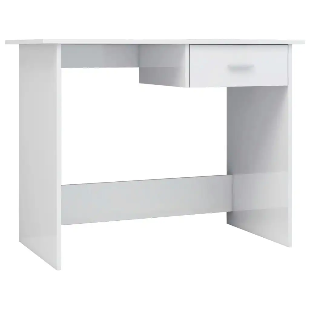 Desk High Gloss White 100x50x76 cm Engineered Wood 800555