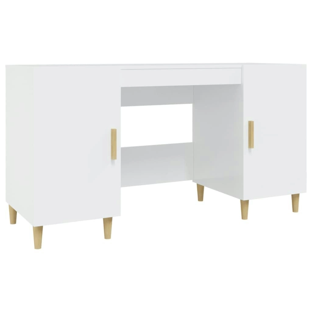 Desk High Gloss White 140x50x75 cm Engineered Wood 812768