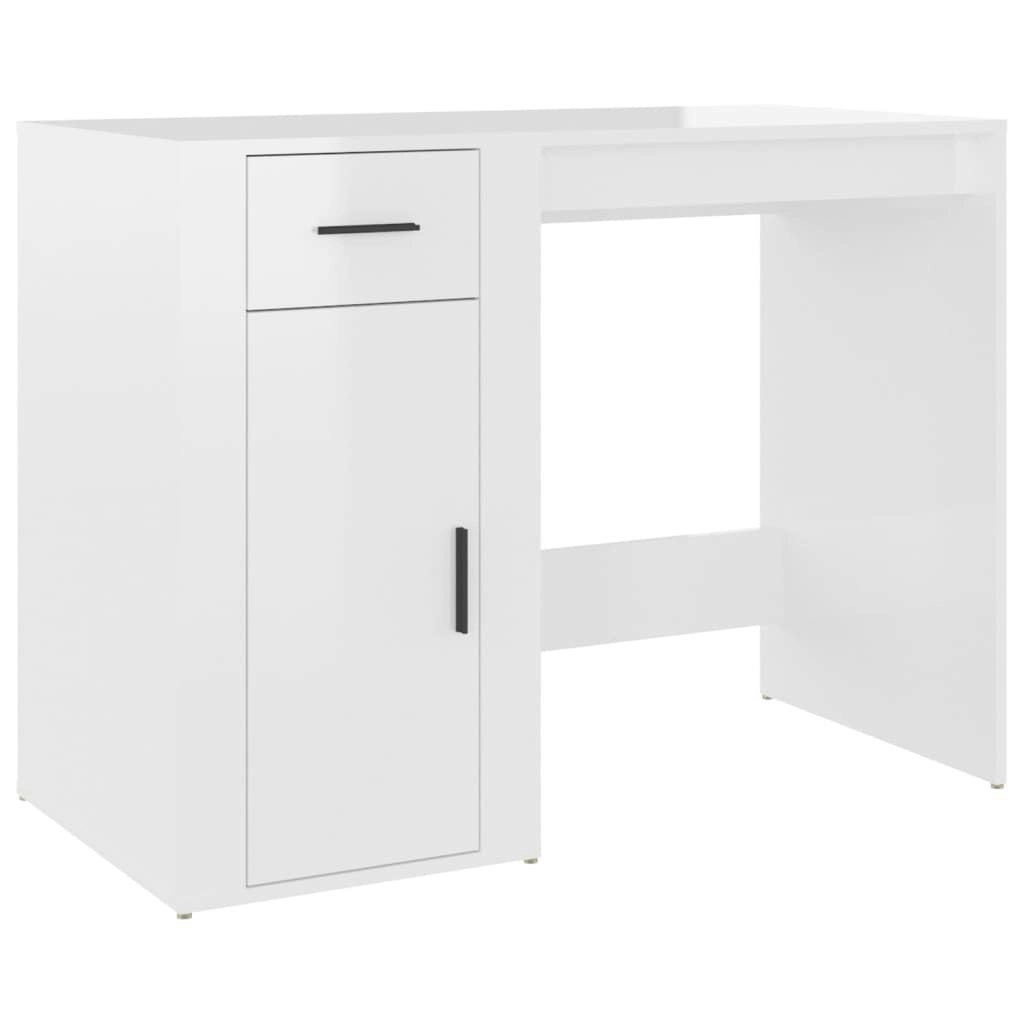 Desk High Gloss White 100x49x75 cm Engineered Wood 816786