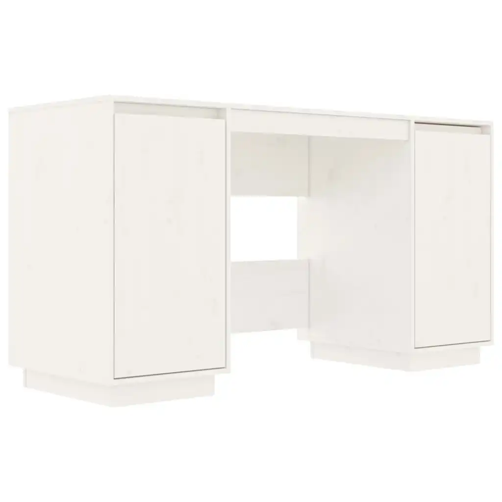 Desk White 140x50x75 cm Solid Wood Pine 814325