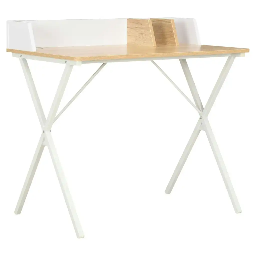 Desk White and Natural 80x50x84 cm 20273