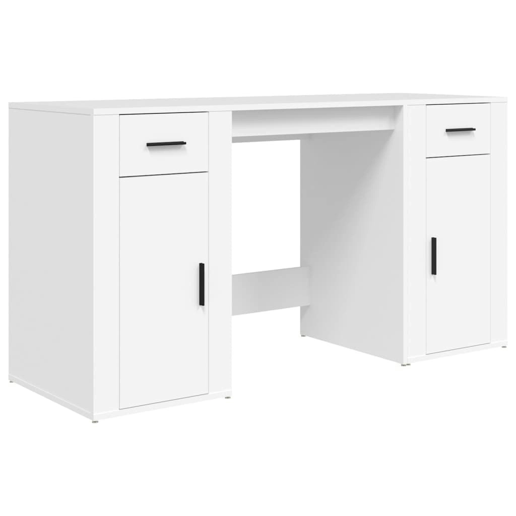 Desk with Cabinet White Engineered Wood 3185431