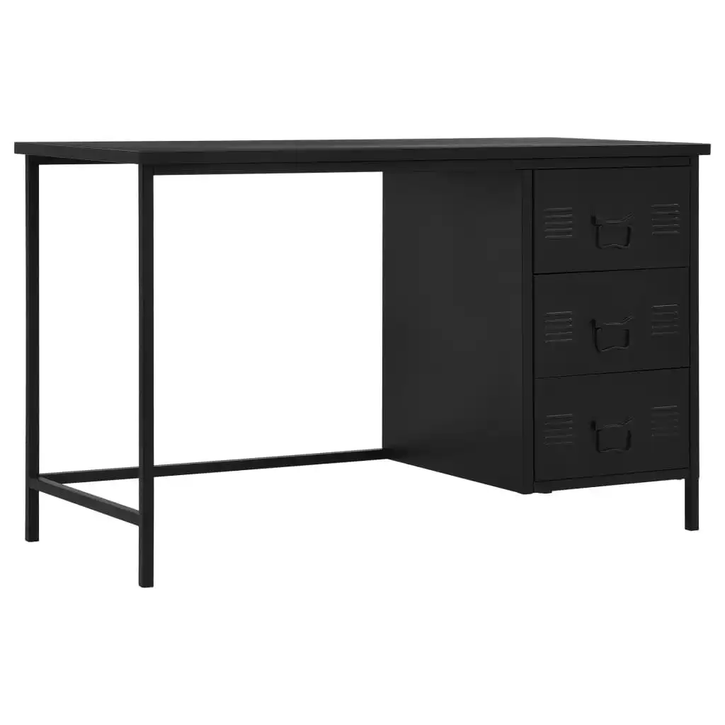 Desk with Drawers Industrial Black 120x55x75 cm Steel 145361