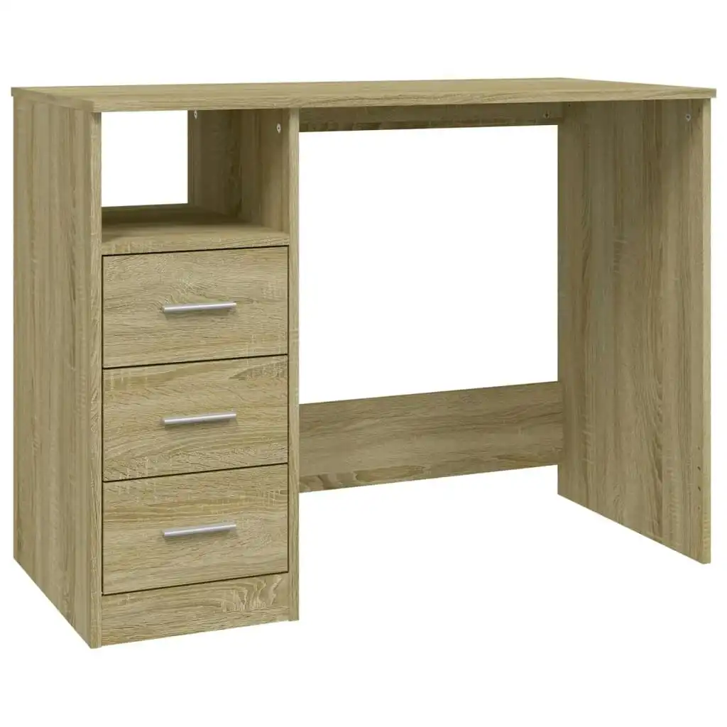 Desk with Drawers Sonoma Oak 102x50x76 cm Engineered Wood 823035