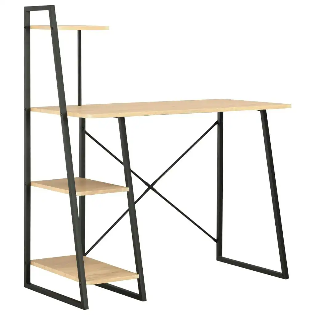 Desk with Shelving Unit Black and Oak 102x50x117 cm 20284