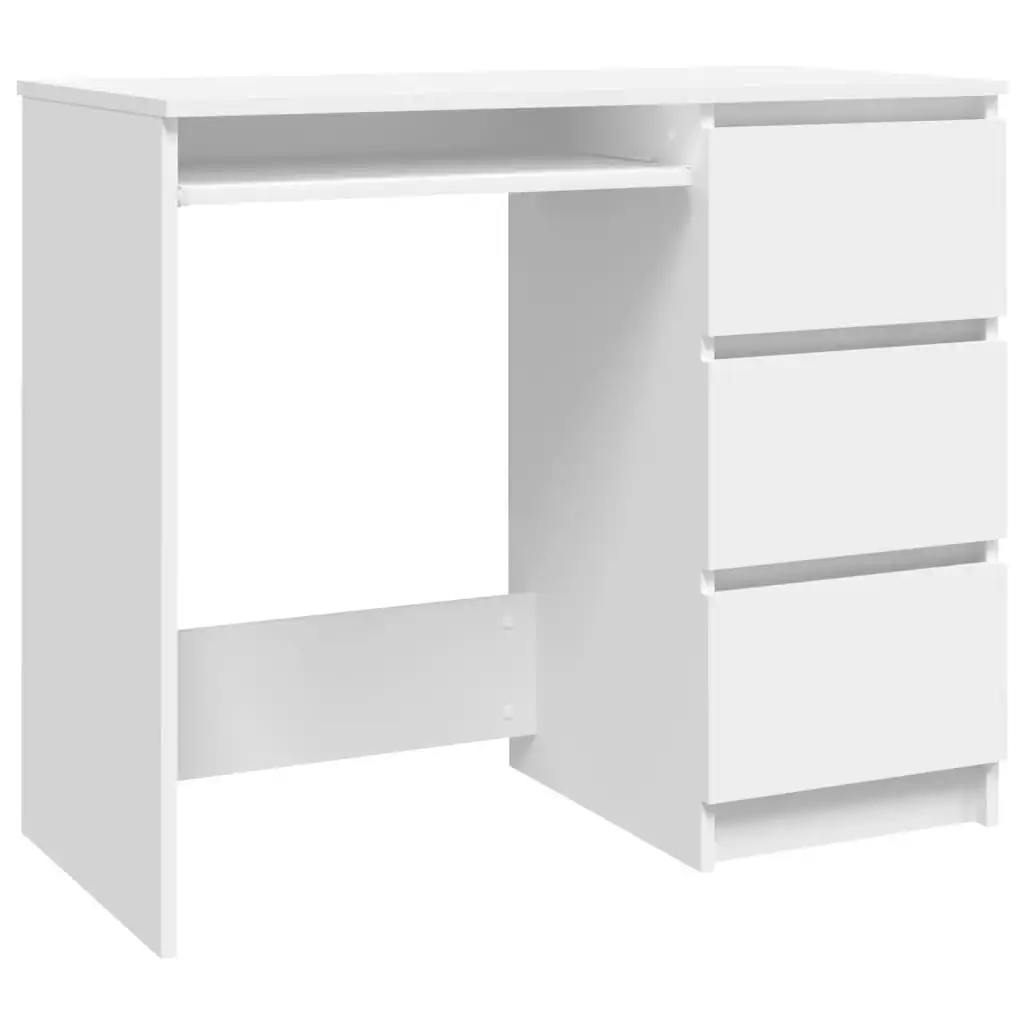 Desk White 90x45x76 cm Engineered Wood 801373