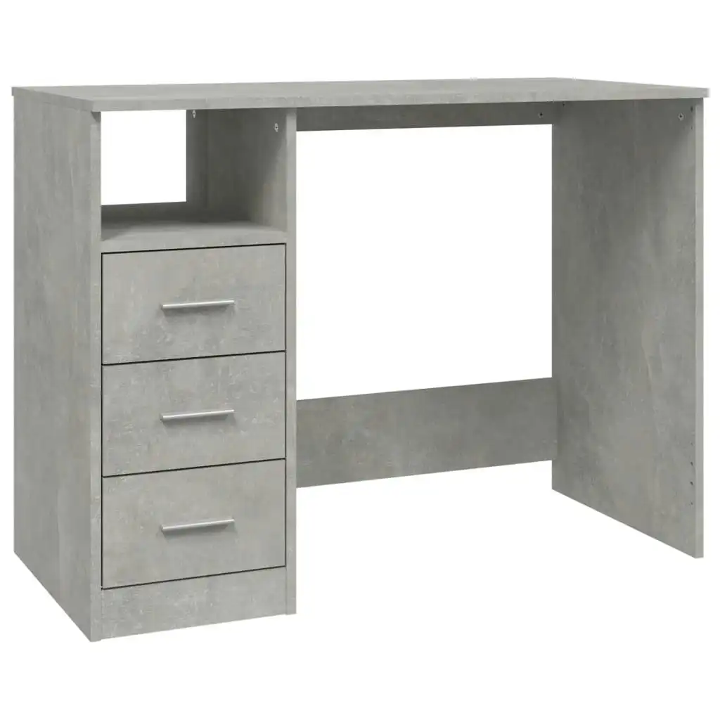 Desk with Drawers Concrete Grey 102x50x76 cm Engineered Wood 823036