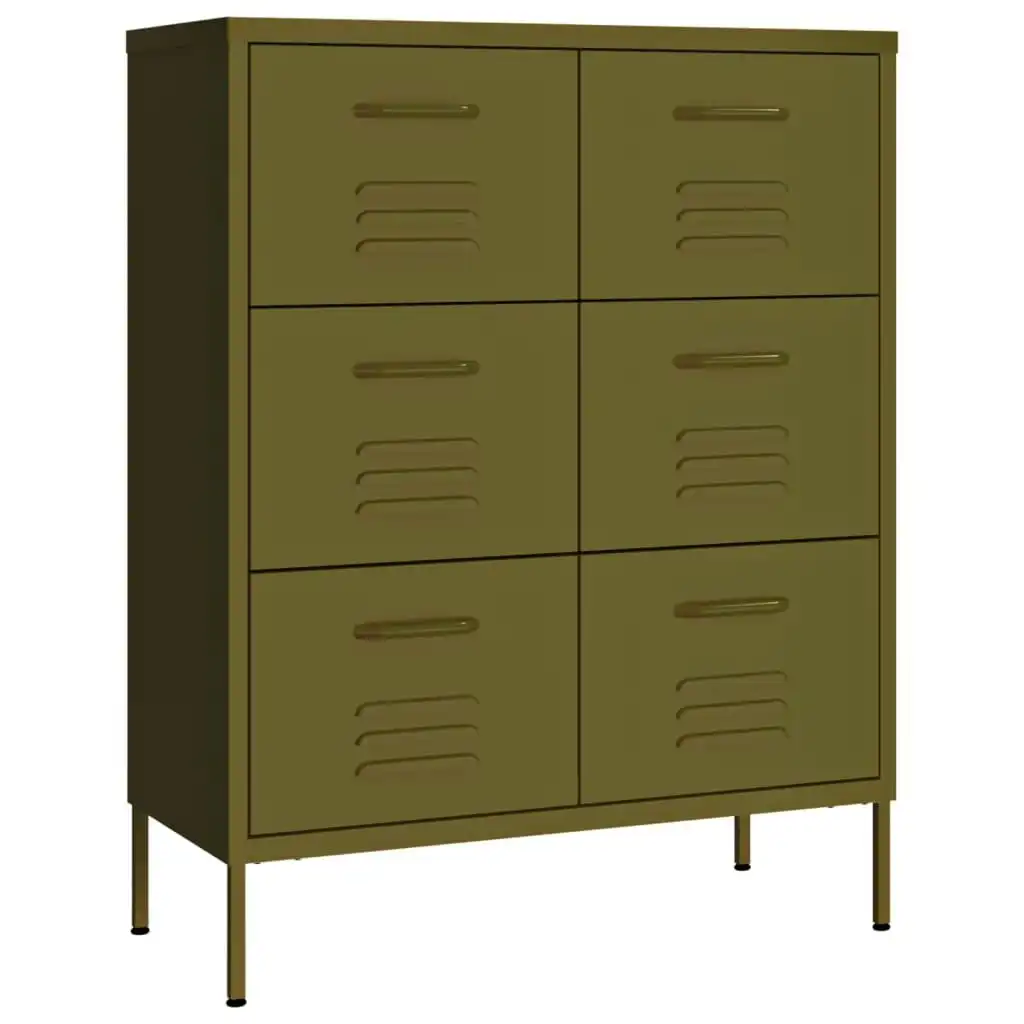 Drawer Cabinet Olive Green 80x35x101.5 cm Steel 336144