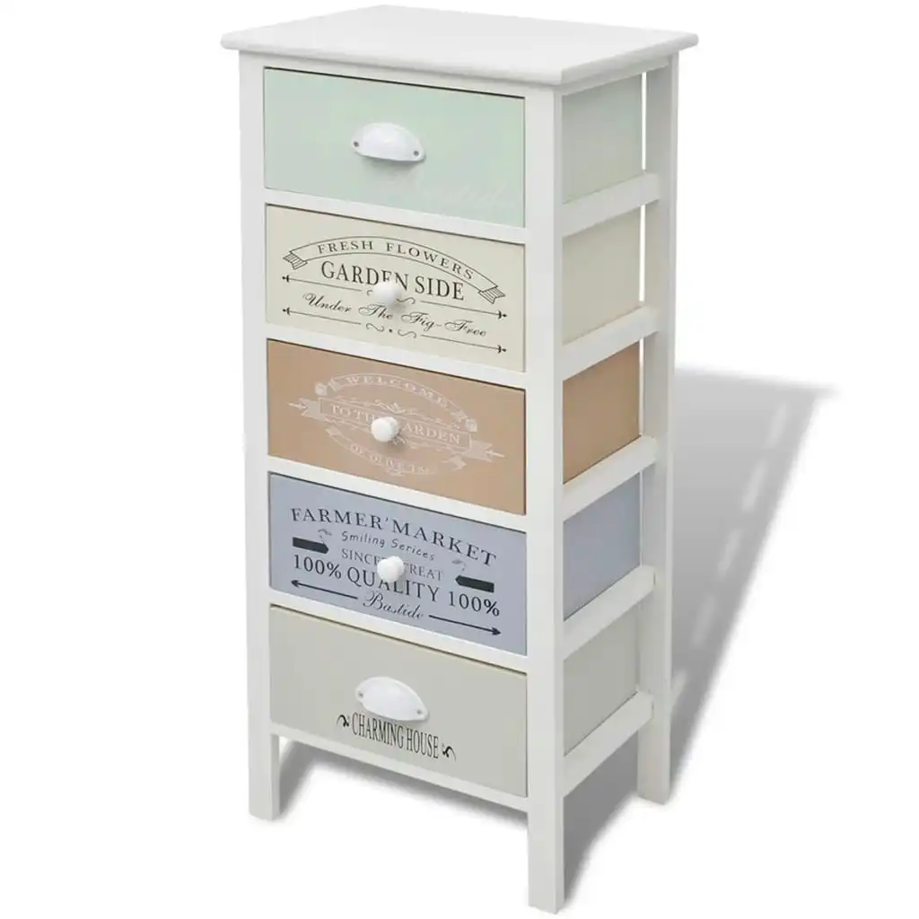 French Storage Cabinet 5 Drawers Wood 242878