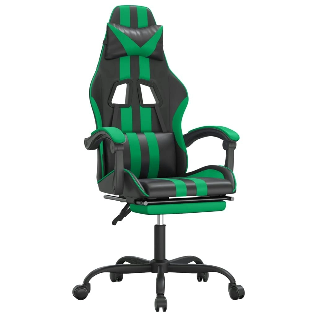 Gaming Chair with Footrest Black and Green Faux Leather 3143833