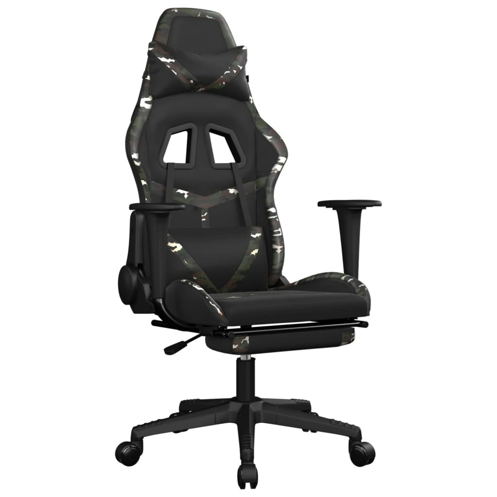 Gaming Chair with Footrest Black and Camouflage Faux Leather 3143686