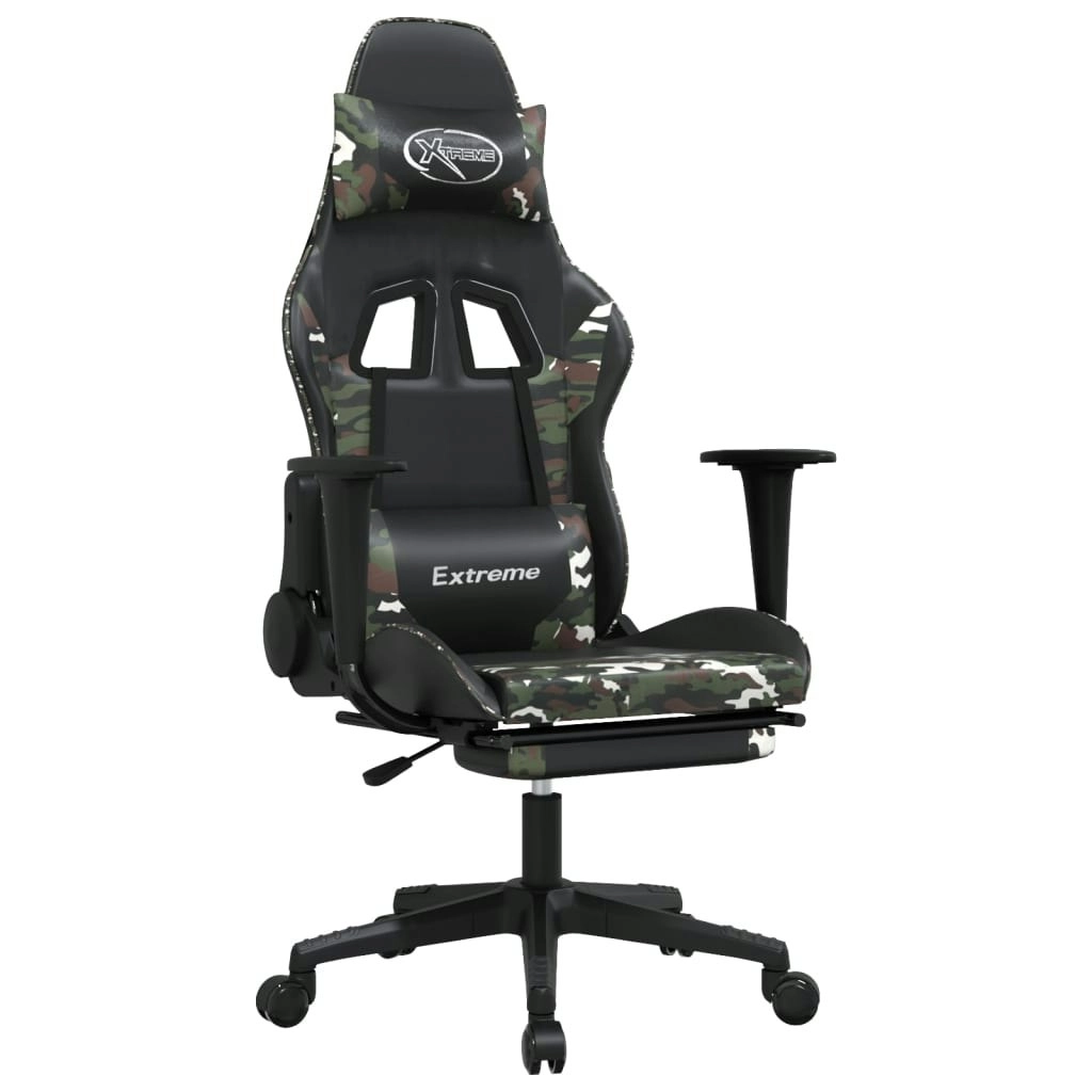 Gaming Chair with Footrest Black and Camouflage Faux Leather 3143710