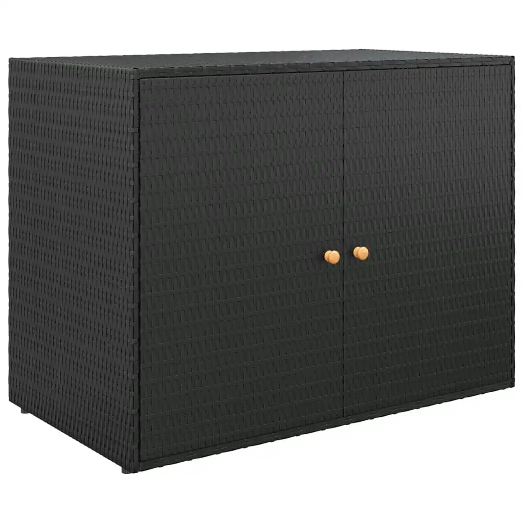 Garden Storage Cabinet Black 100x55.5x80 cm Poly Rattan 319868