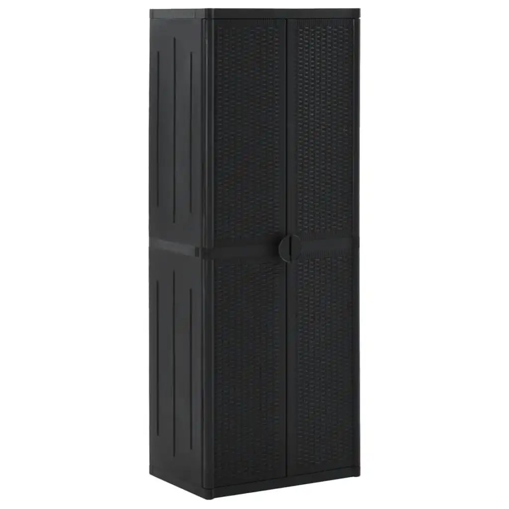 Garden Storage Cabinet Black 65x45x172 cm PP Rattan 151237