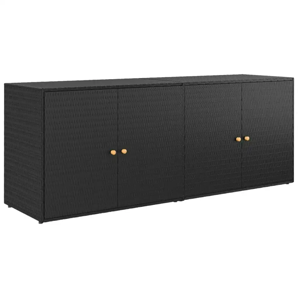 Garden Storage Cabinet Black 198x55.5x80 cm Poly Rattan 319870