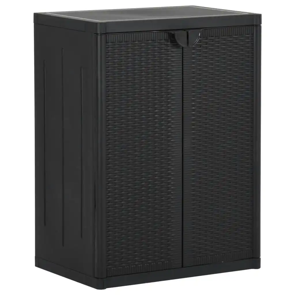 Garden Storage Cabinet Black 65x45x88 cm PP Rattan 151236