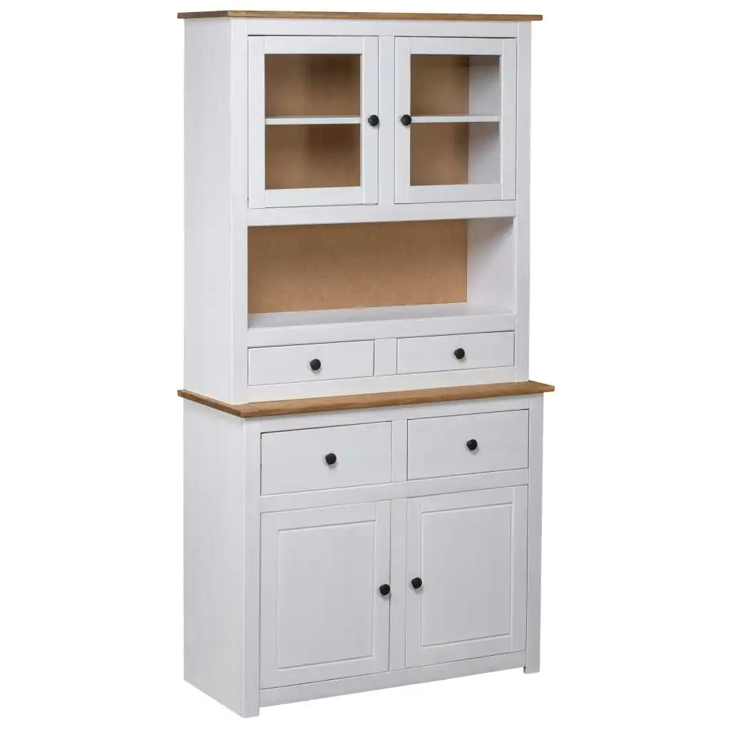 Highboard White 93x40.5x180 cm Solid Pinewood Panama Range 282702