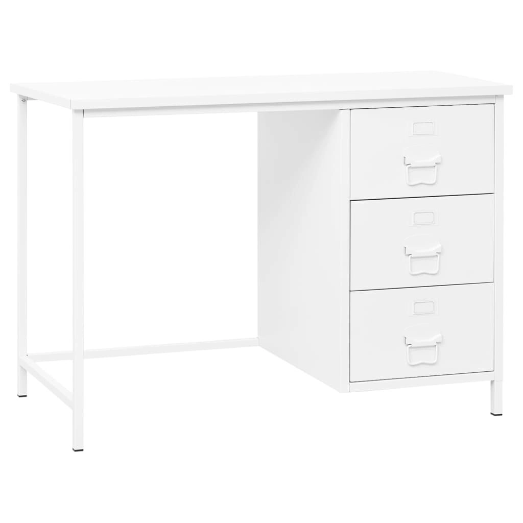 Industrial Desk with Drawers White 105x52x75 cm Steel 339635