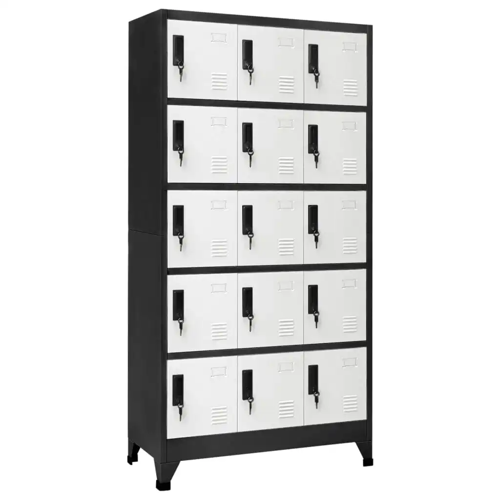 Locker Cabinet Anthracite and White 90x40x180 cm Steel 339824