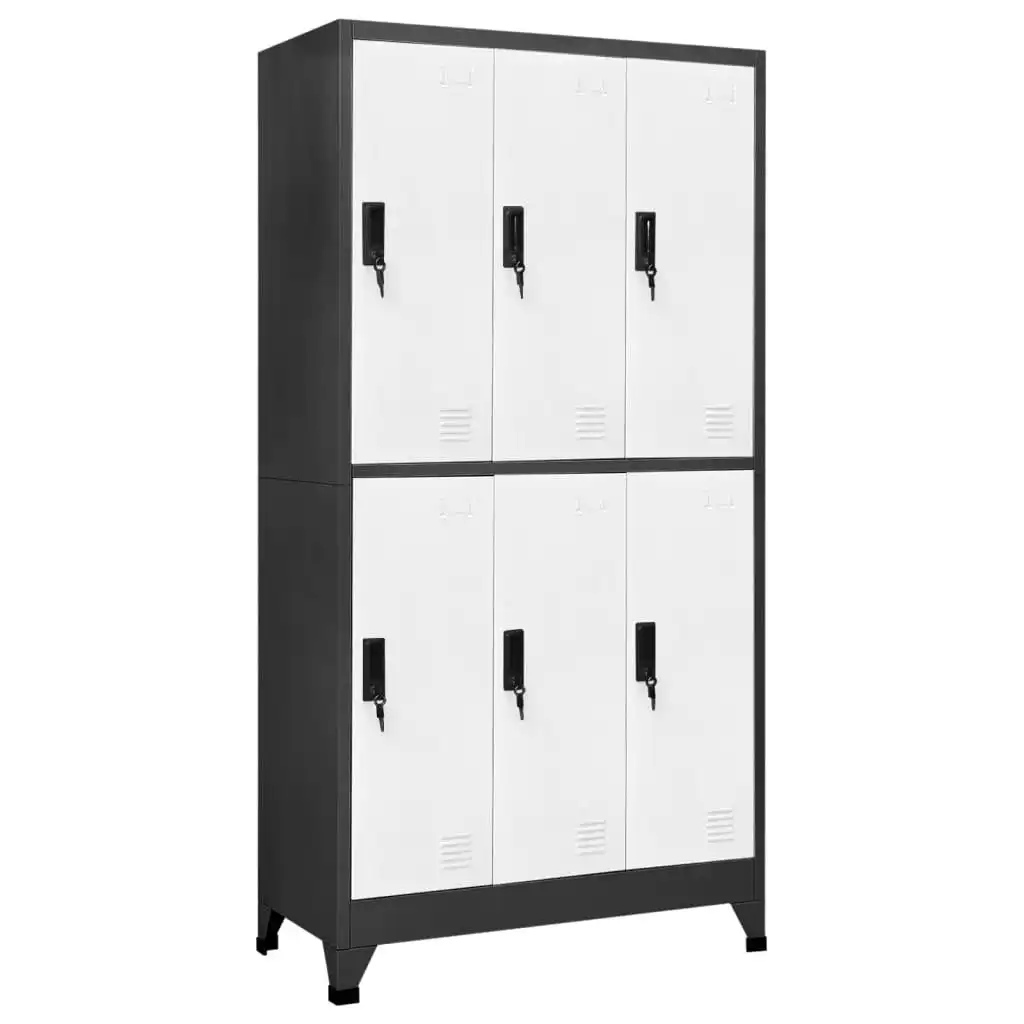 Locker Cabinet Anthracite and White 90x45x180 cm Steel 339800