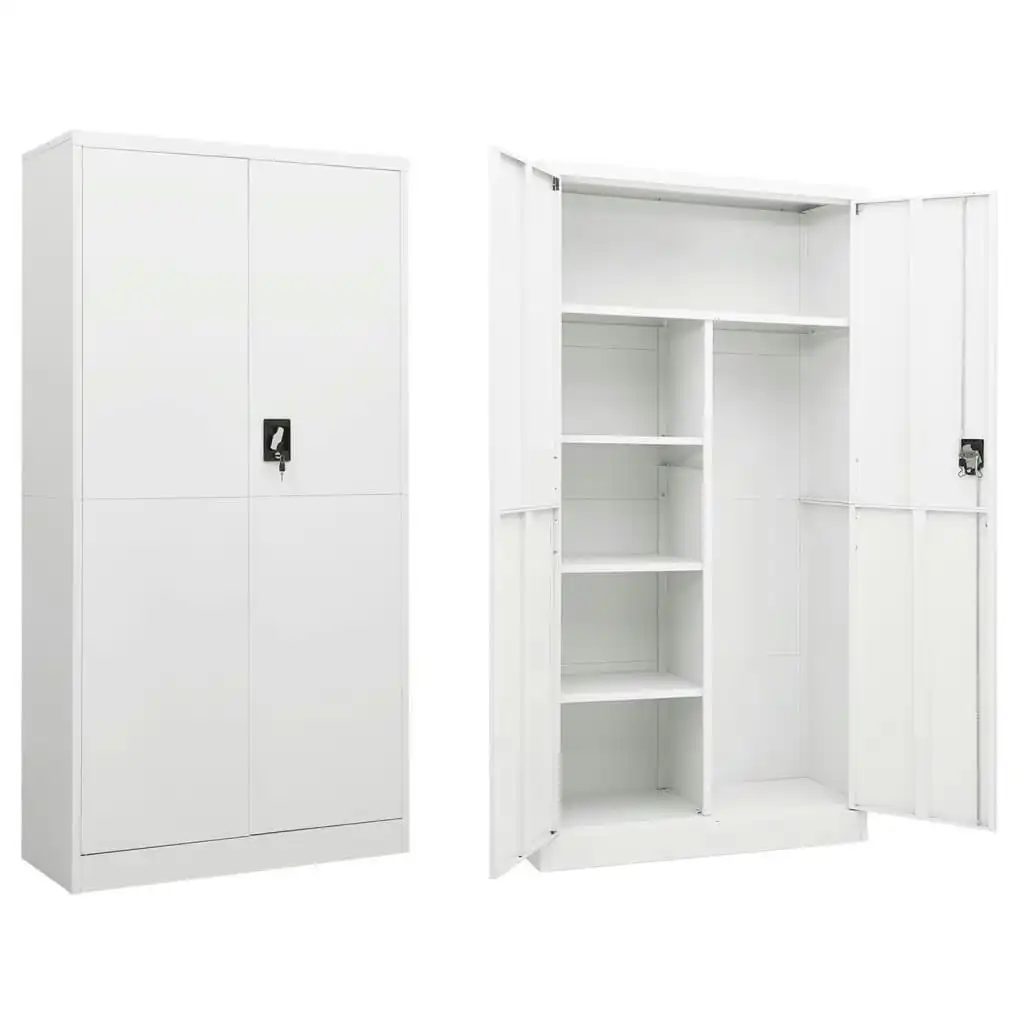 Locker Cabinet White 90x40x180 cm Steel 335970