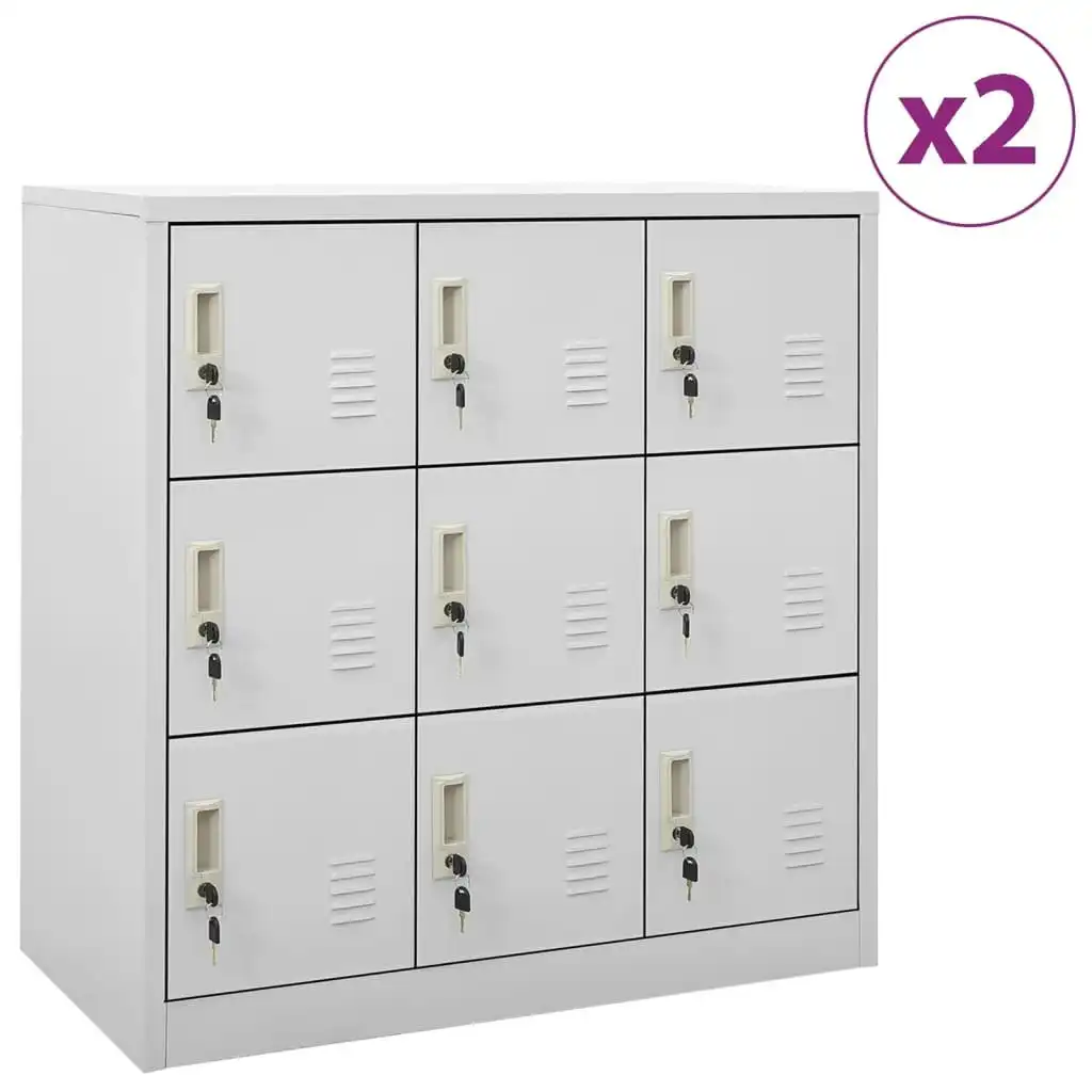 Locker Cabinets 2 pcs Light Grey 90x45x92.5 cm Steel 3095239