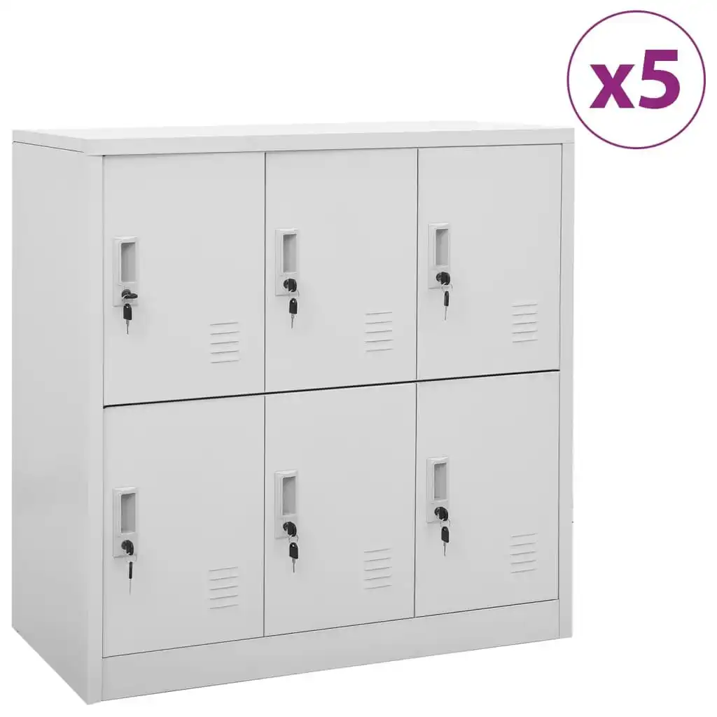 Locker Cabinets 5 pcs Light Grey 90x45x92.5 cm Steel 3095235